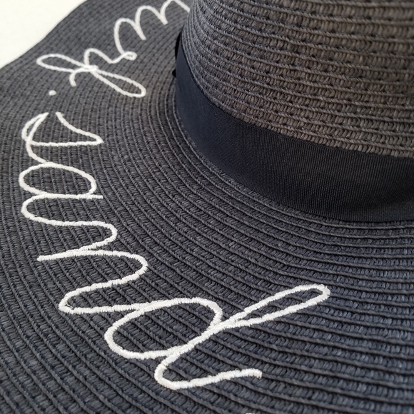 J.Crew Navy Textured Embroidered Straw Beach Hat - Picture 3 of 8